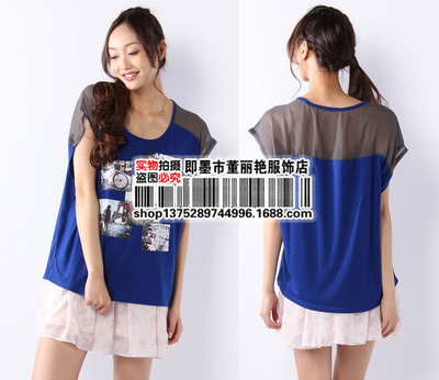 即墨市董麗艷服飾店批發外貿工廠尾單——女士雪紡拼接款短袖蝙蝠T恤全解析
